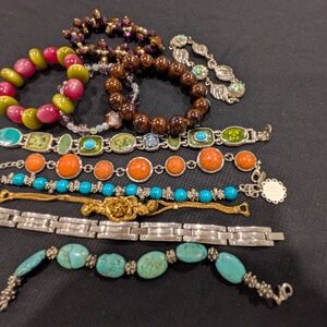 Vibrant Multi-Color Beaded Bracelet Collection Set Of 11